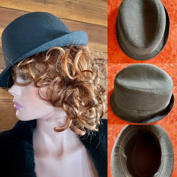 Vintage 90’s FEDORA Style Black Felt Hat One-Size - Picture 3 of 10